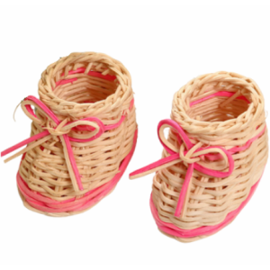 Pink Baby Bootie Baskets | Mini Dried Flower Basket